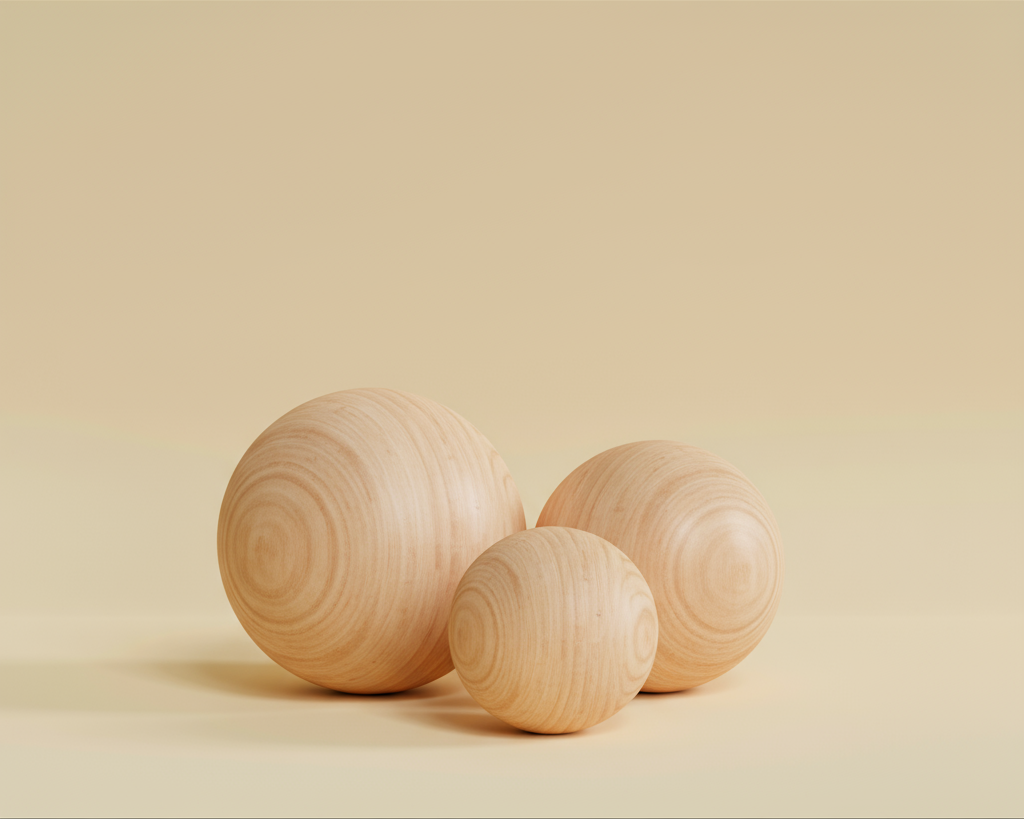 A render of three white cylindrical columns, against a warm creme background
